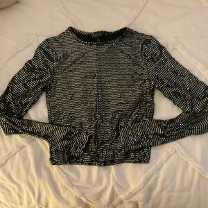 Topshop Sequin Long Sleeve Top